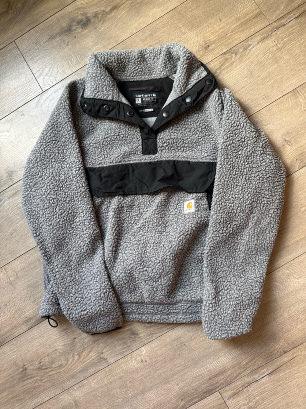 Carhartt Gray Sherpa-Lined Pullover with Black Accents